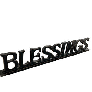 BLESSINGS Wood Letters Sign w Underline Sculpture Home Decor Cut Out Black